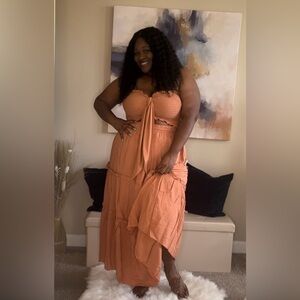 Butter Orange Maxi Skirt Set